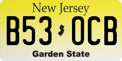 NJ license plate B53OCB