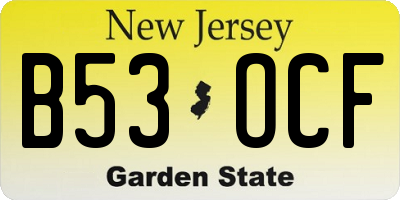 NJ license plate B53OCF