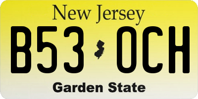 NJ license plate B53OCH