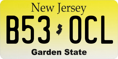 NJ license plate B53OCL