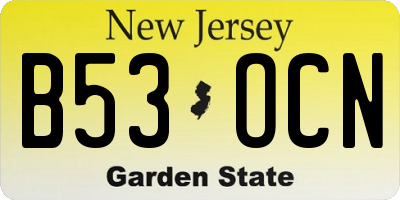 NJ license plate B53OCN