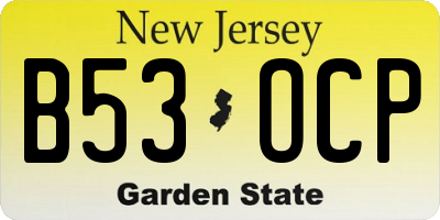 NJ license plate B53OCP