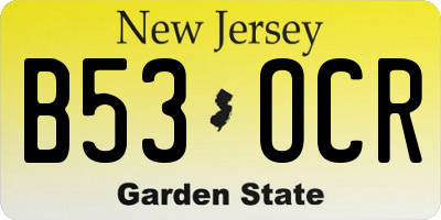 NJ license plate B53OCR