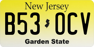 NJ license plate B53OCV