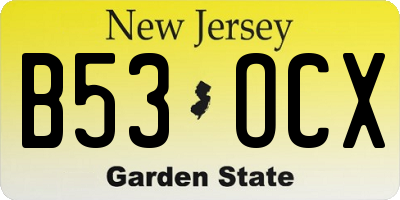 NJ license plate B53OCX