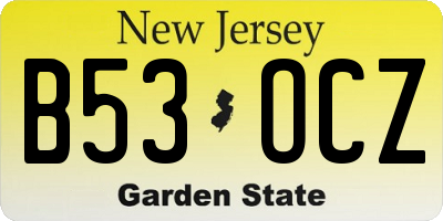 NJ license plate B53OCZ