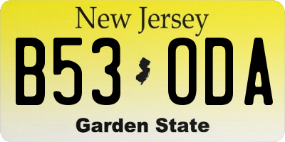 NJ license plate B53ODA