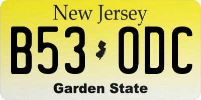 NJ license plate B53ODC