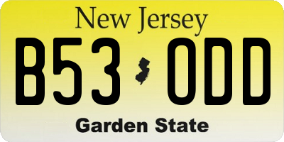 NJ license plate B53ODD