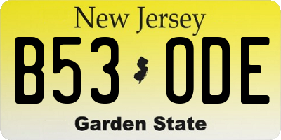NJ license plate B53ODE