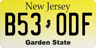 NJ license plate B53ODF