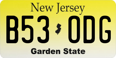 NJ license plate B53ODG