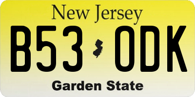 NJ license plate B53ODK