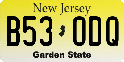 NJ license plate B53ODQ
