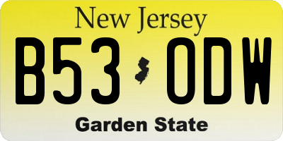 NJ license plate B53ODW