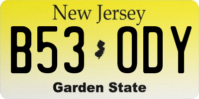 NJ license plate B53ODY