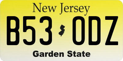 NJ license plate B53ODZ