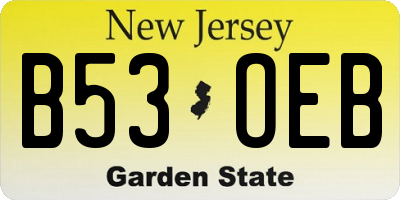 NJ license plate B53OEB