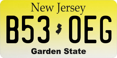 NJ license plate B53OEG