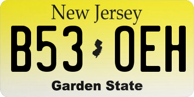 NJ license plate B53OEH