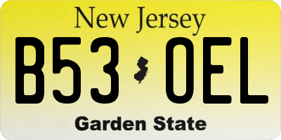NJ license plate B53OEL