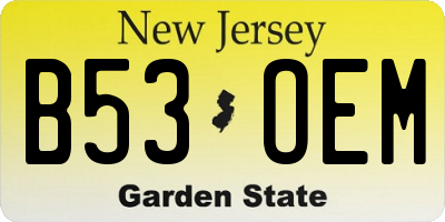 NJ license plate B53OEM
