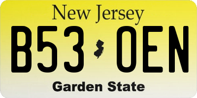 NJ license plate B53OEN