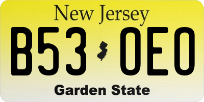 NJ license plate B53OEO