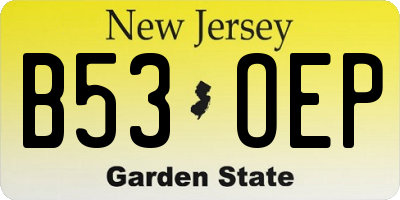 NJ license plate B53OEP