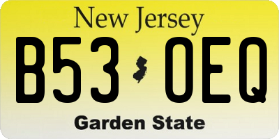 NJ license plate B53OEQ
