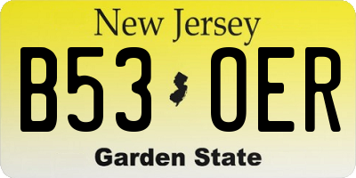 NJ license plate B53OER