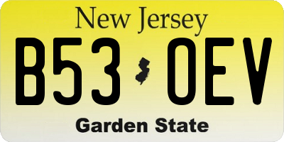 NJ license plate B53OEV