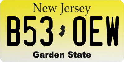 NJ license plate B53OEW