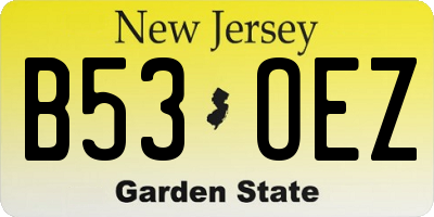 NJ license plate B53OEZ