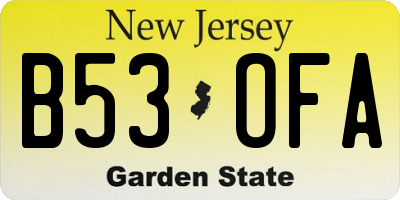 NJ license plate B53OFA