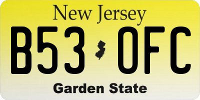NJ license plate B53OFC