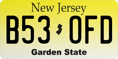 NJ license plate B53OFD