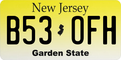 NJ license plate B53OFH