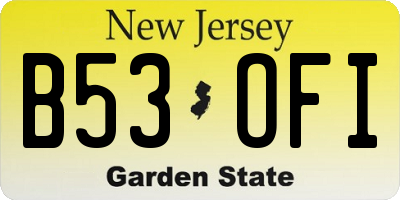 NJ license plate B53OFI