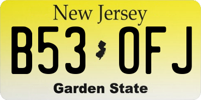 NJ license plate B53OFJ
