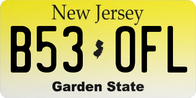 NJ license plate B53OFL