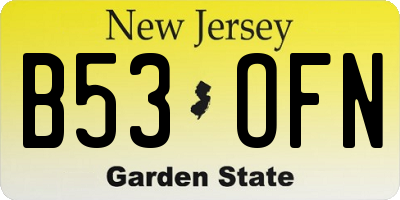 NJ license plate B53OFN