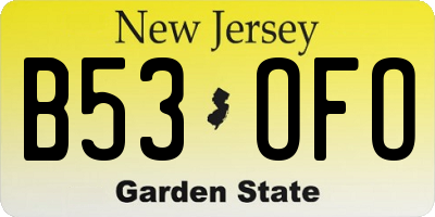 NJ license plate B53OFO