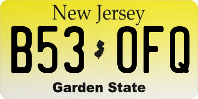 NJ license plate B53OFQ