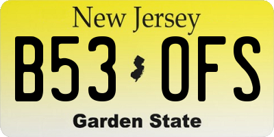 NJ license plate B53OFS