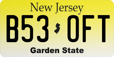 NJ license plate B53OFT