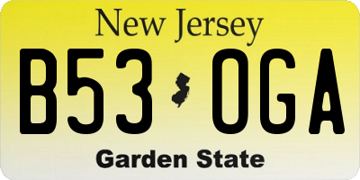 NJ license plate B53OGA
