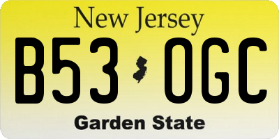 NJ license plate B53OGC