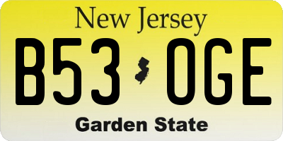 NJ license plate B53OGE