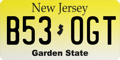 NJ license plate B53OGT